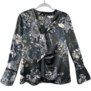 Banana Republic Grey Floral Paisley Women's Blouse | S